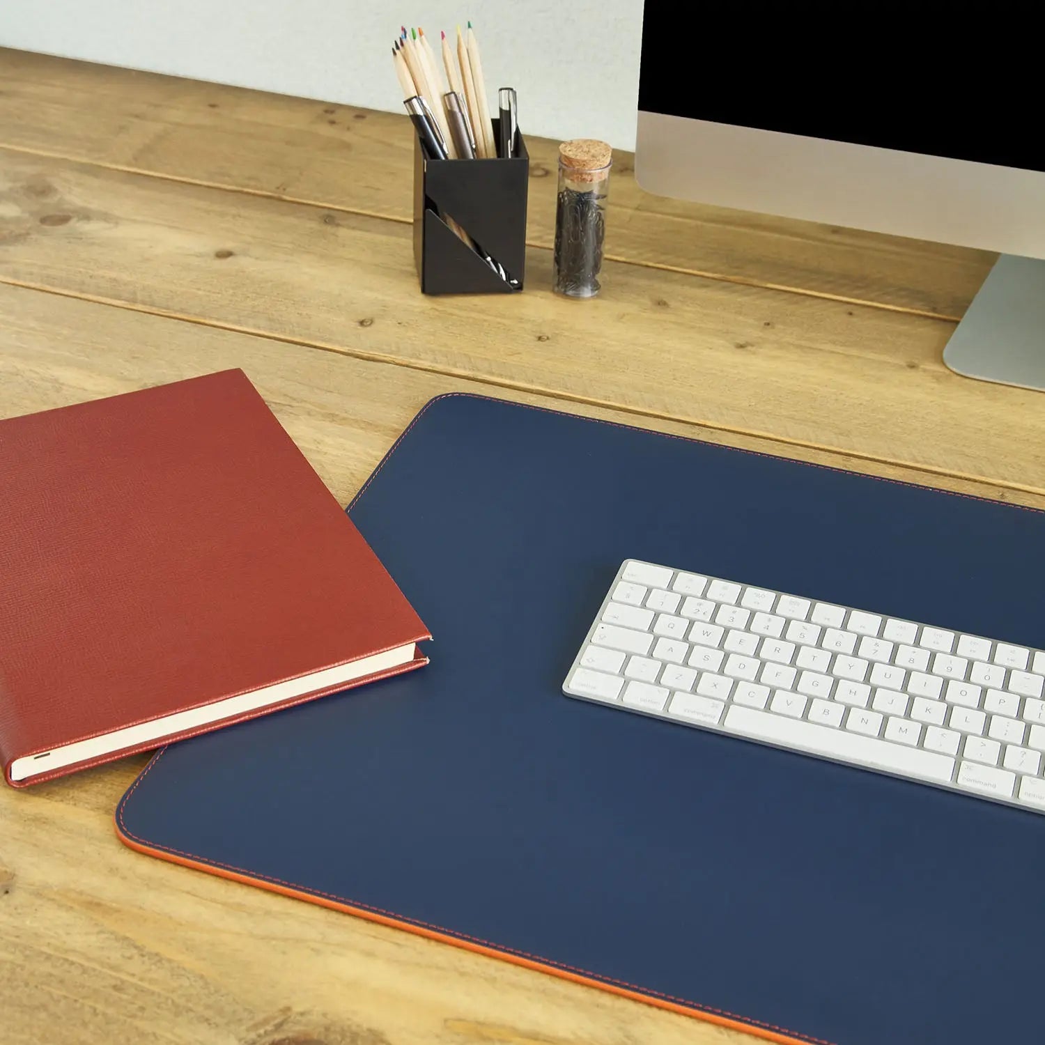 Blue Desk Mat Evan Red